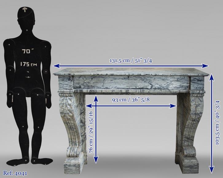 Antique Restoration style fireplace mantel in Bleu Fleuri marble Antique Restoration style fireplace mantel in Bleu Fleuri marble-8