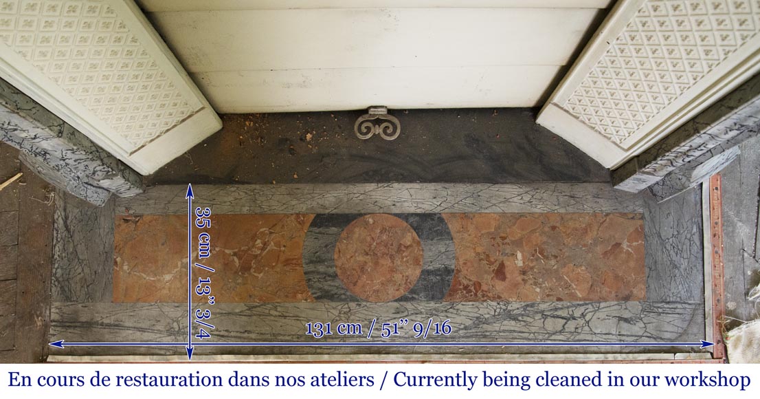 Antique Louis XV style curved Pompadour fireplace in Bleu Fleuri marble Antique Louis XV style curved Pompadour fireplace in Bleu Fleuri marble-8