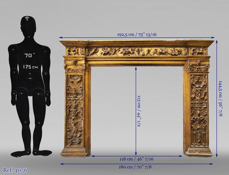 Italian 18th century fireplace in carved wood Italian 18th century fireplace in carved wood-9