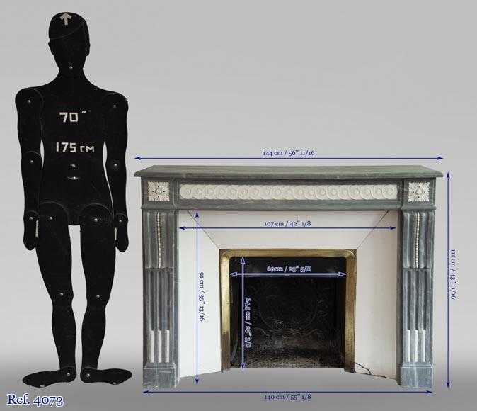 Antique Louis XVI style fireplace in Bleu Turquin marble and statuary marble Antique Louis XVI style fireplace in Bleu Turquin marble and statuary marble-10