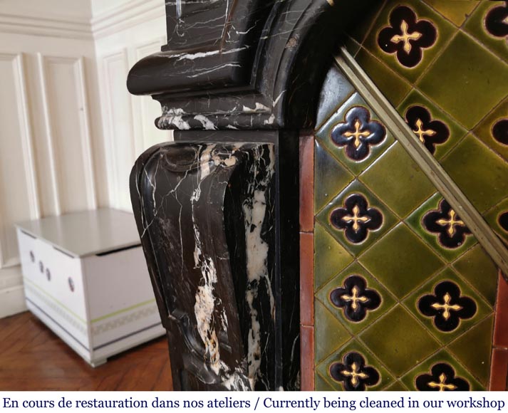 Antique Regency style fireplace in Black Marquina marble Antique Regency style fireplace in Black Marquina marble-4