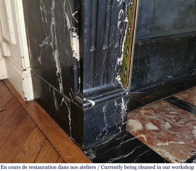 Antique Regency style fireplace in Black Marquina marble Antique Regency style fireplace in Black Marquina marble-5