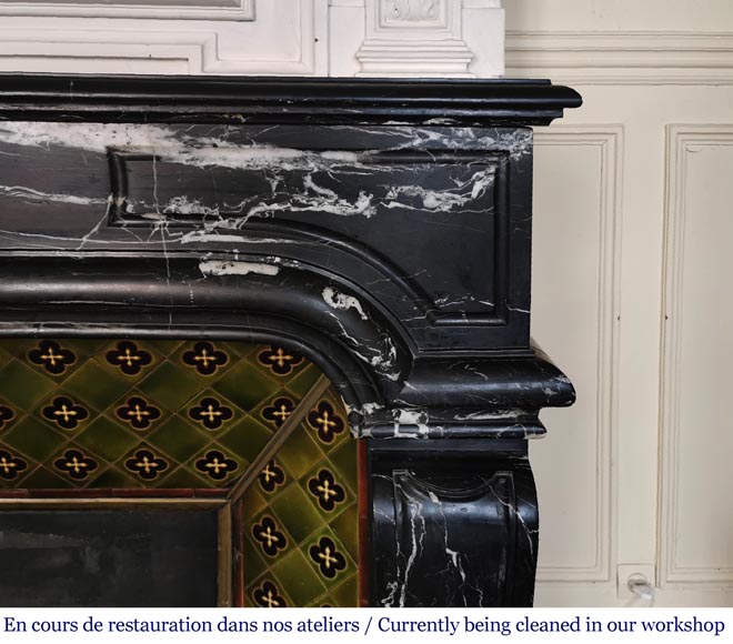 Antique Regency style fireplace in Black Marquina marble Antique Regency style fireplace in Black Marquina marble-7