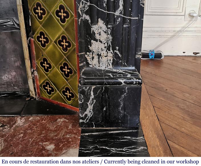 Antique Regency style fireplace in Black Marquina marble Antique Regency style fireplace in Black Marquina marble-8