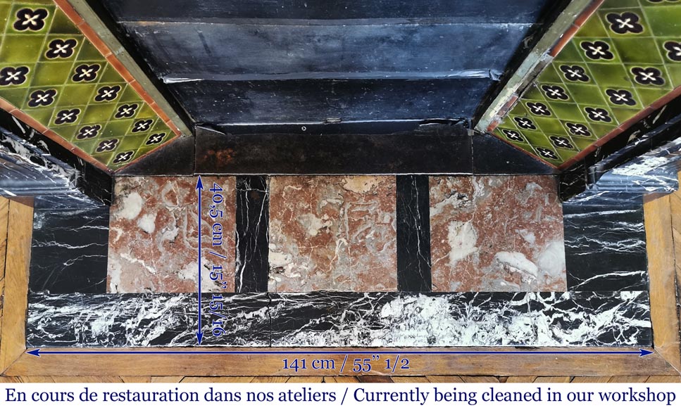 Antique Regency style fireplace in Black Marquina marble Antique Regency style fireplace in Black Marquina marble-9