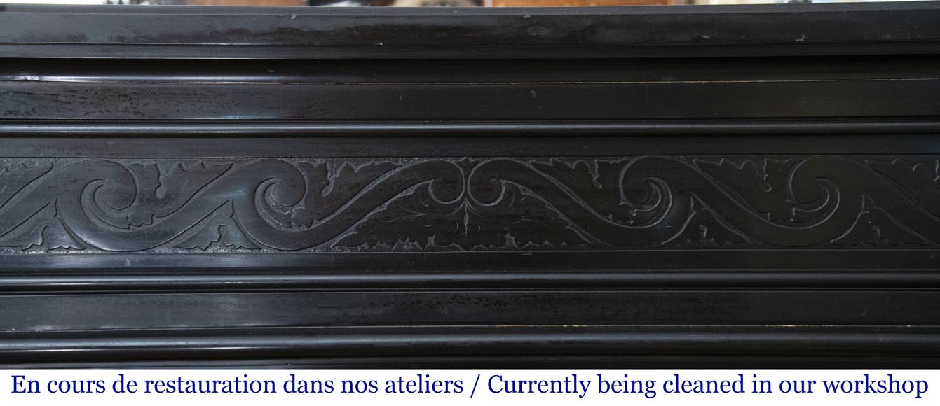 Antique Louis XVI style fireplace in Fine Black Belgium marble Antique Louis XVI style fireplace in Fine Black Belgium marble-1