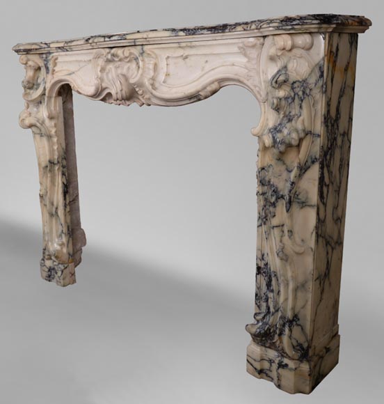 Antique Louis XV style baroque fireplace in Paonazzo marble Antique Louis XV style baroque fireplace in Paonazzo marble-11