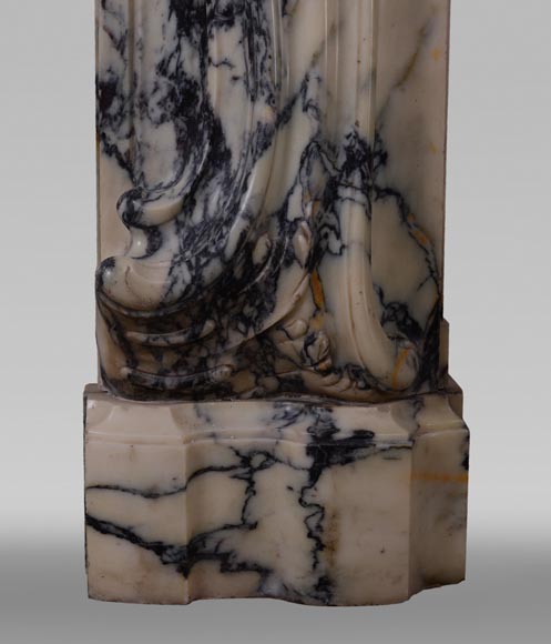 Antique Louis XV style baroque fireplace in Paonazzo marble Antique Louis XV style baroque fireplace in Paonazzo marble-15