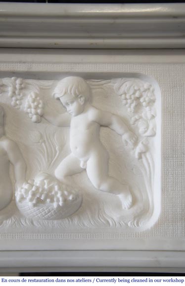 Carrara marble fireplace with Adam and Eve decoration Carrara marble fireplace with Adam and Eve decoration-2