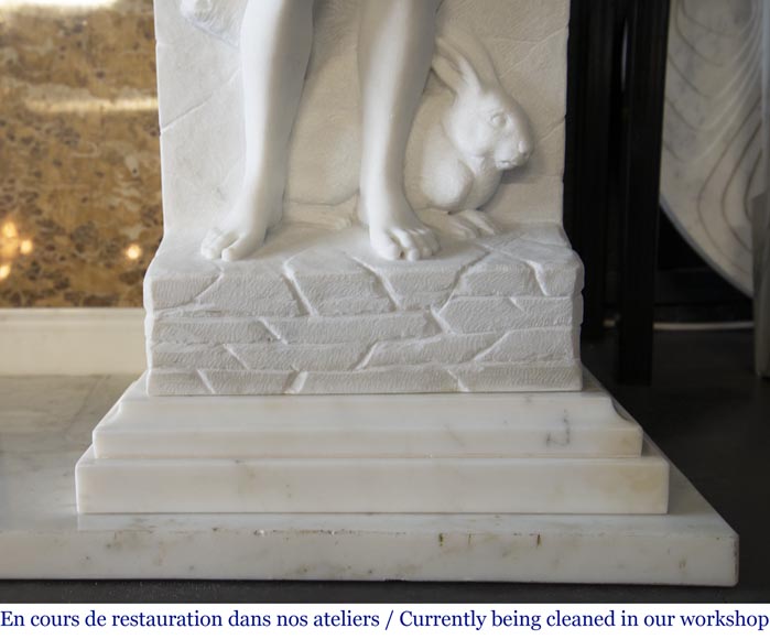 Carrara marble fireplace with Adam and Eve decoration Carrara marble fireplace with Adam and Eve decoration-12