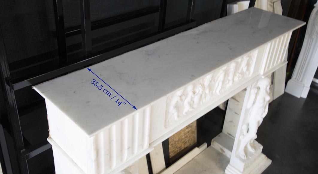 Carrara marble fireplace with Adam and Eve decoration Carrara marble fireplace with Adam and Eve decoration-13