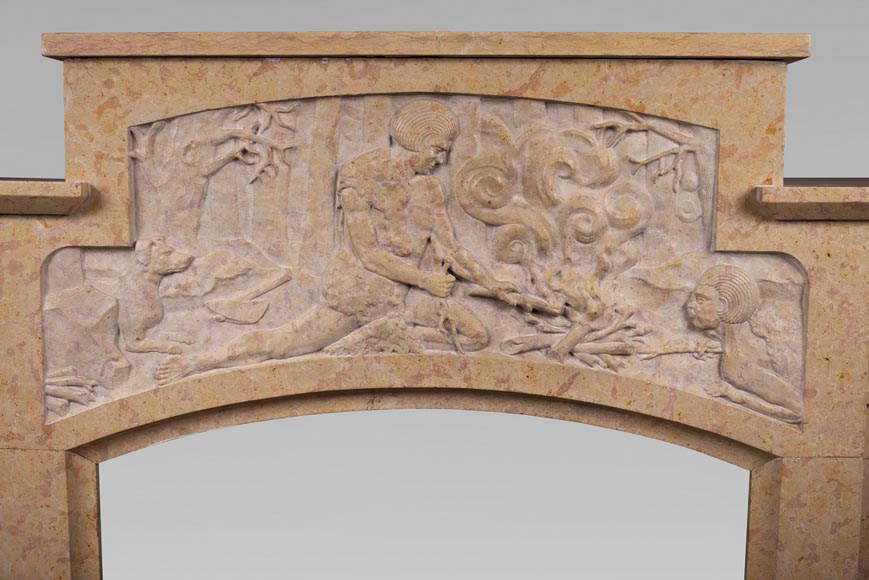 Art Deco fireplace in marble stone Art Deco fireplace in marble stone-1