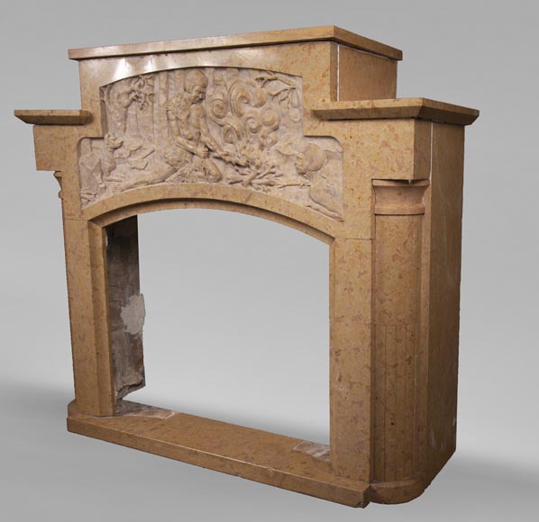 Art Deco fireplace in marble stone Art Deco fireplace in marble stone-8