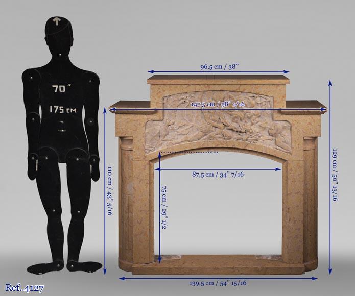 Art Deco fireplace in marble stone Art Deco fireplace in marble stone-13