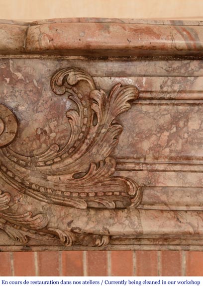 Antique Regence style mantel richly sculpted in Escalettes marble Antique Regence style mantel richly sculpted in Escalettes marble-3