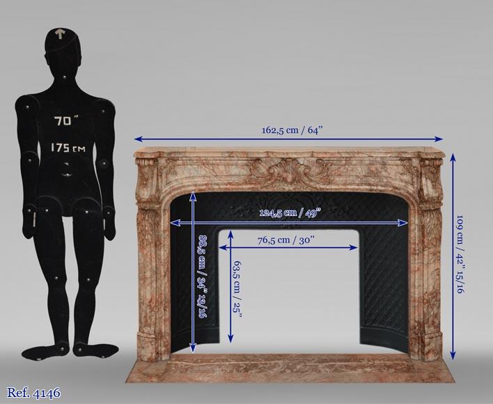 Antique Regence style mantel richly sculpted in Escalettes marble Antique Regence style mantel richly sculpted in Escalettes marble-14