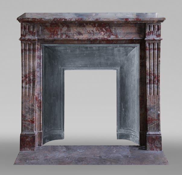 Antique Louis XVI style mantel in Enjugerais marble with its hearth floor Antique Louis XVI style mantel in Enjugerais marble with its hearth floor-0