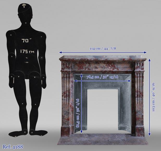 Antique Louis XVI style mantel in Enjugerais marble with its hearth floor Antique Louis XVI style mantel in Enjugerais marble with its hearth floor-10