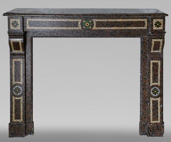 Napoleon III style mantel in marble mosaic Napoleon III style mantel in marble mosaic-0