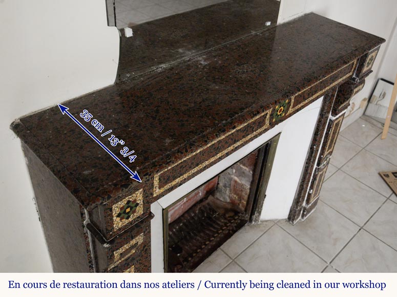 Napoleon III style mantel in marble mosaic Napoleon III style mantel in marble mosaic-10