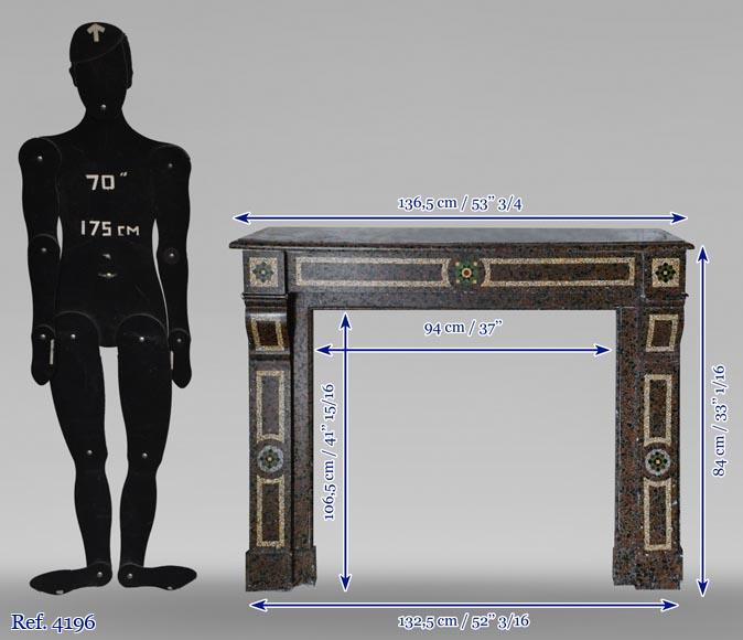 Napoleon III style mantel in marble mosaic Napoleon III style mantel in marble mosaic-11