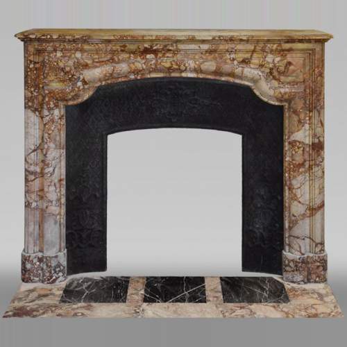 Antique Louis XIV style Bolection mantel in Breche de Montmeyan marble from the end of the 19th century