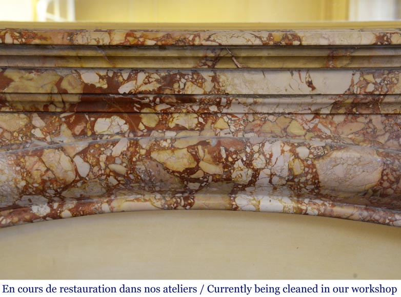 Antique Louis XIV style Bolection mantel in Breche de Montmeyan marble from the end of the 19th century Antique Louis XIV style Bolection mantel in Breche de Montmeyan marble from the end of the 19th century-1