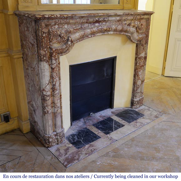 Antique Louis XIV style Bolection mantel in Breche de Montmeyan marble from the end of the 19th century Antique Louis XIV style Bolection mantel in Breche de Montmeyan marble from the end of the 19th century-2