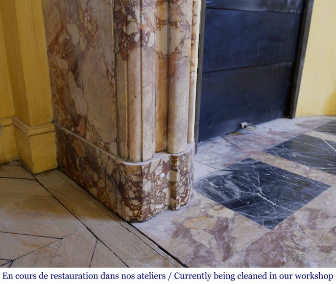 Antique Louis XIV style Bolection mantel in Breche de Montmeyan marble from the end of the 19th century Antique Louis XIV style Bolection mantel in Breche de Montmeyan marble from the end of the 19th century-5
