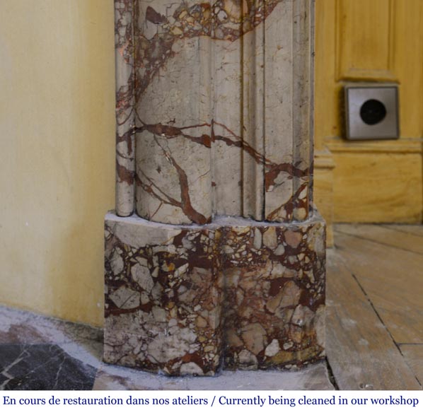 Antique Louis XIV style Bolection mantel in Breche de Montmeyan marble from the end of the 19th century Antique Louis XIV style Bolection mantel in Breche de Montmeyan marble from the end of the 19th century-8