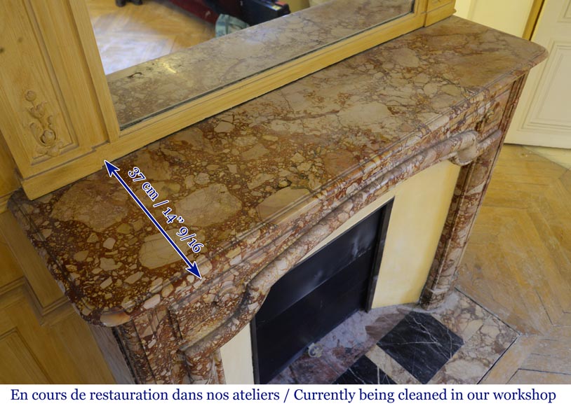 Antique Louis XIV style Bolection mantel in Breche de Montmeyan marble from the end of the 19th century Antique Louis XIV style Bolection mantel in Breche de Montmeyan marble from the end of the 19th century-9