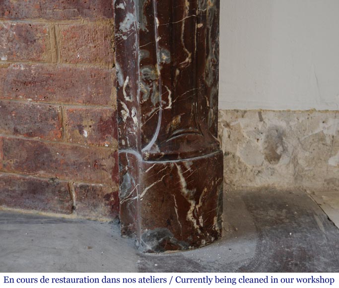 Antique Louis XV period mantel in Rance red marble, 18th century Antique Louis XV period mantel in Rance red marble, 18th century-8