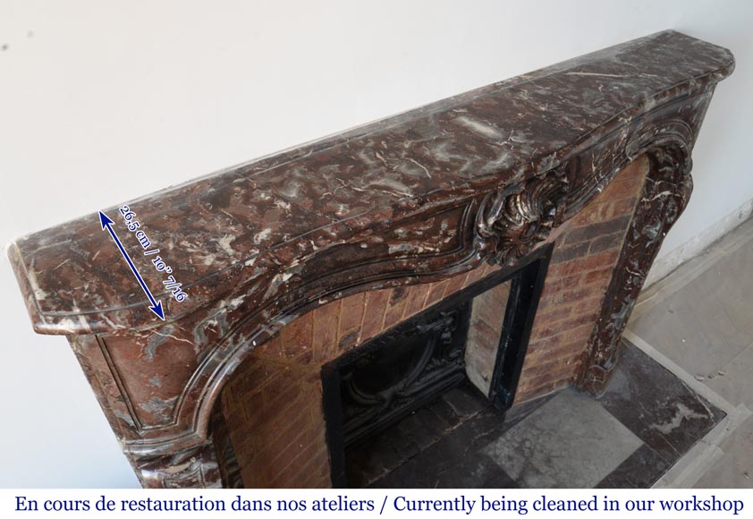 Antique Louis XV period mantel in Rance red marble, 18th century Antique Louis XV period mantel in Rance red marble, 18th century-9