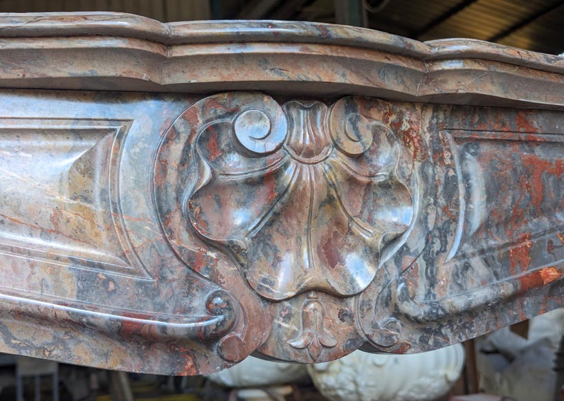 Louis XV style three shell mantel in Enjugerais marble Louis XV style three shell mantel in Enjugerais marble-2