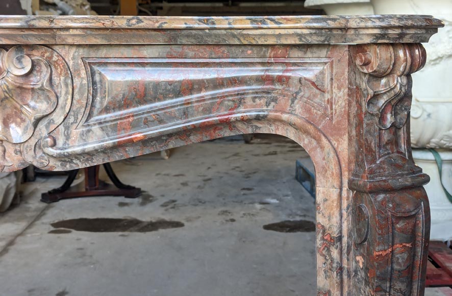 Louis XV style three shell mantel in Enjugerais marble Louis XV style three shell mantel in Enjugerais marble-7