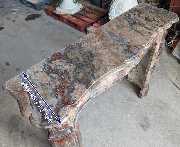 Louis XV style three shell mantel in Enjugerais marble Louis XV style three shell mantel in Enjugerais marble-9
