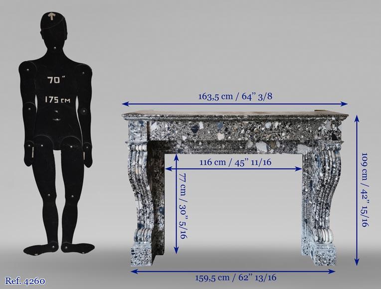 Antique Restoration mantel in grey Breccia de Médous, second half of the 19th century Antique Restoration mantel in grey Breccia de Médous, second half of the 19th century-9