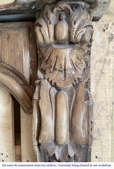 Antique Louis XV period mantel in wood, richly sculpted Antique Louis XV period mantel in wood, richly sculpted-7