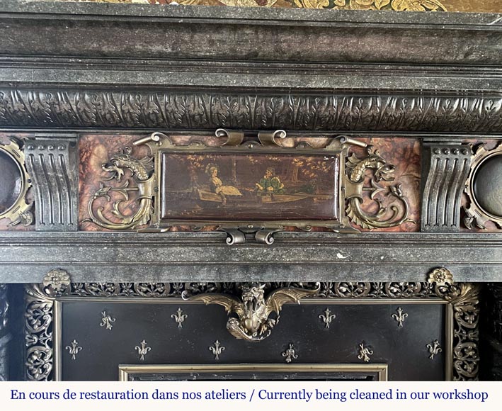 Remarkable and monumental Flemish Neo-Renaissance style fireplace, second half of the 19th century Remarkable and monumental Flemish Neo-Renaissance style fireplace, second half of the 19th century-1