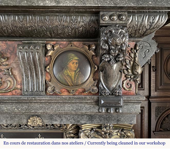 Remarkable and monumental Flemish Neo-Renaissance style fireplace, second half of the 19th century Remarkable and monumental Flemish Neo-Renaissance style fireplace, second half of the 19th century-2