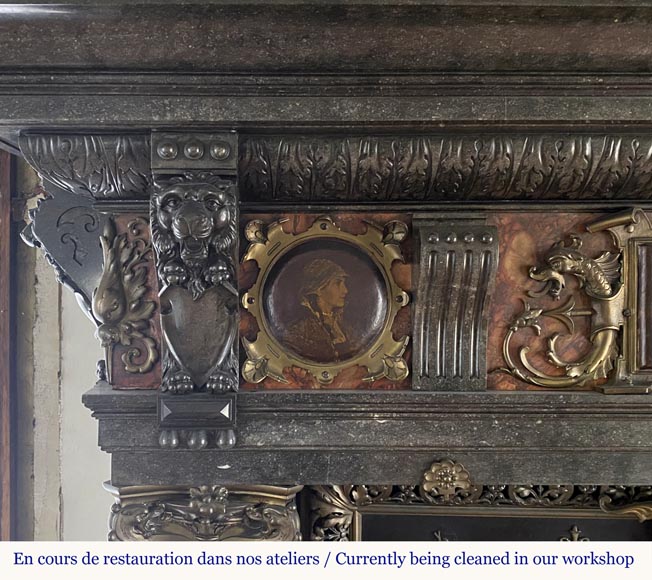Remarkable and monumental Flemish Neo-Renaissance style fireplace, second half of the 19th century Remarkable and monumental Flemish Neo-Renaissance style fireplace, second half of the 19th century-3