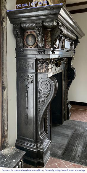 Remarkable and monumental Flemish Neo-Renaissance style fireplace, second half of the 19th century Remarkable and monumental Flemish Neo-Renaissance style fireplace, second half of the 19th century-4
