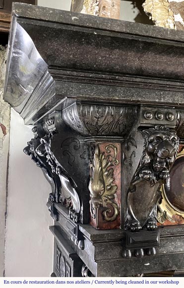 Remarkable and monumental Flemish Neo-Renaissance style fireplace, second half of the 19th century Remarkable and monumental Flemish Neo-Renaissance style fireplace, second half of the 19th century-5