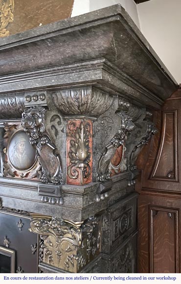 Remarkable and monumental Flemish Neo-Renaissance style fireplace, second half of the 19th century Remarkable and monumental Flemish Neo-Renaissance style fireplace, second half of the 19th century-7