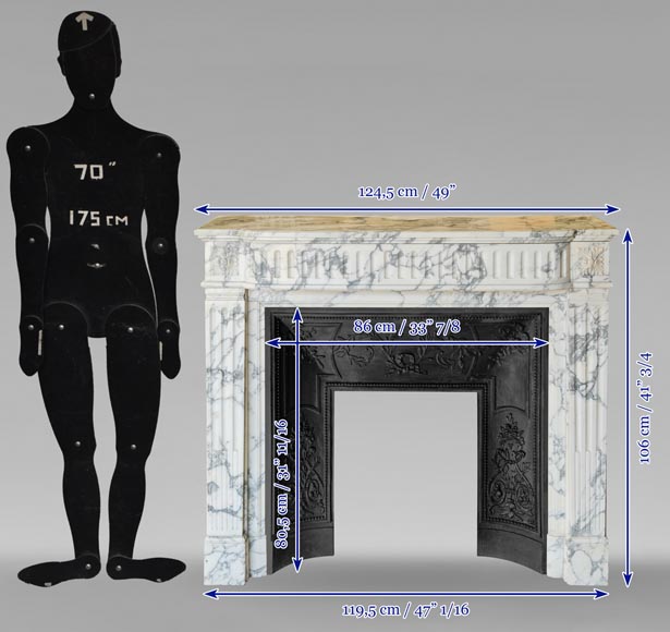 Louis XVI style mantel in Arabescato marble decorated with fluting Louis XVI style mantel in Arabescato marble decorated with fluting-9