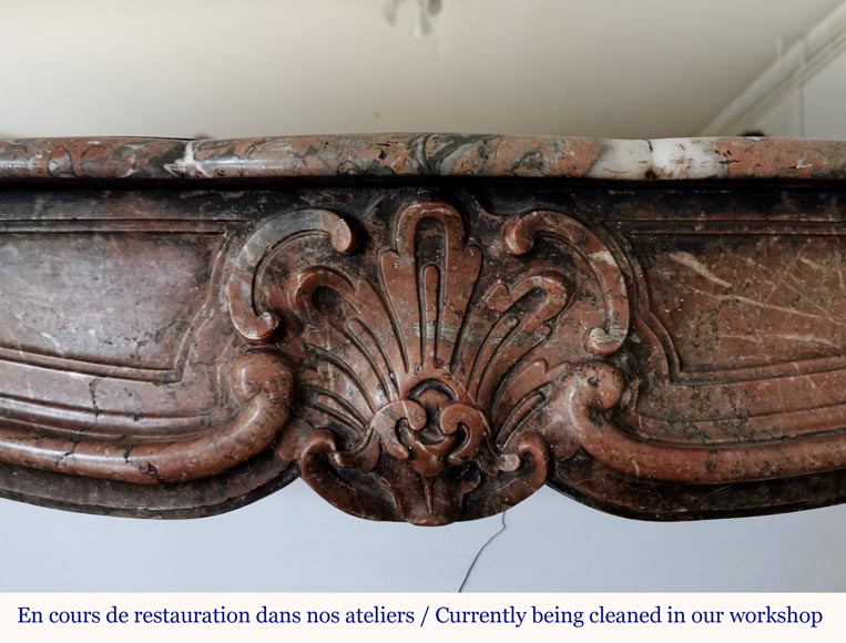 Louis XV period Rouge du Nord marble mantel Louis XV period Rouge du Nord marble mantel-1