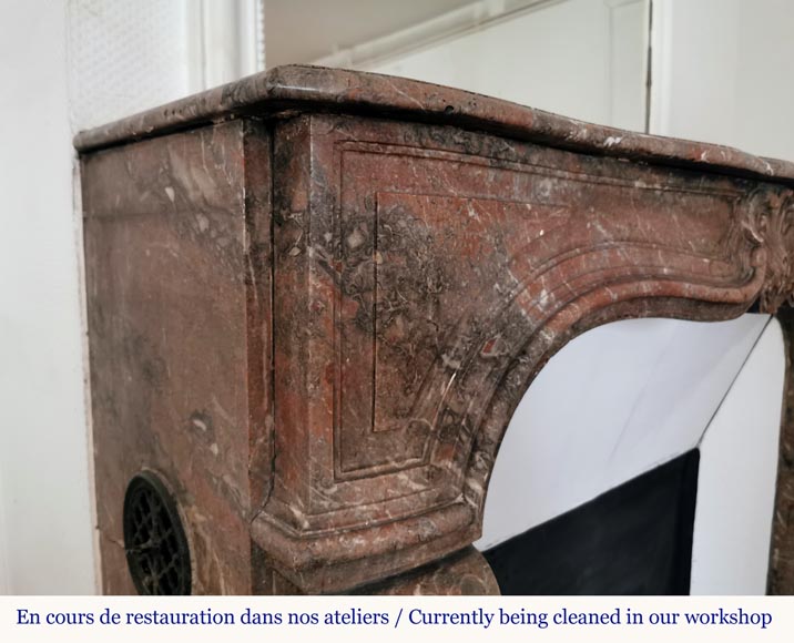 Louis XV period Rouge du Nord marble mantel Louis XV period Rouge du Nord marble mantel-3