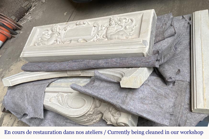 Neo-Renaissance fireplace in stone, 19th century Neo-Renaissance fireplace in stone, 19th century-6