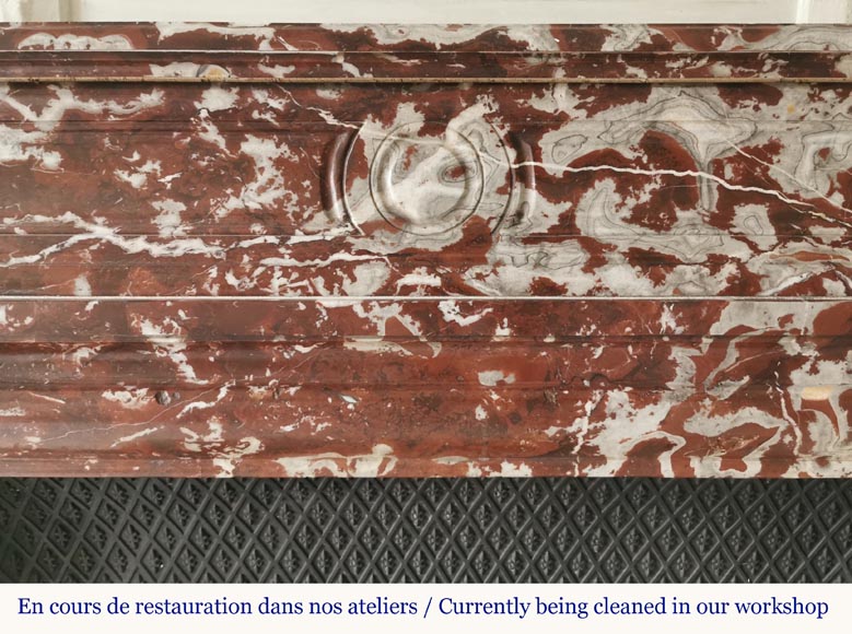 Bollection fireplace with acroterion in Red from the North marble Bollection fireplace with acroterion in Red from the North marble-1