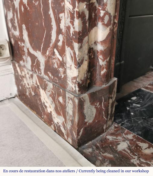 Bollection fireplace with acroterion in Red from the North marble Bollection fireplace with acroterion in Red from the North marble-4